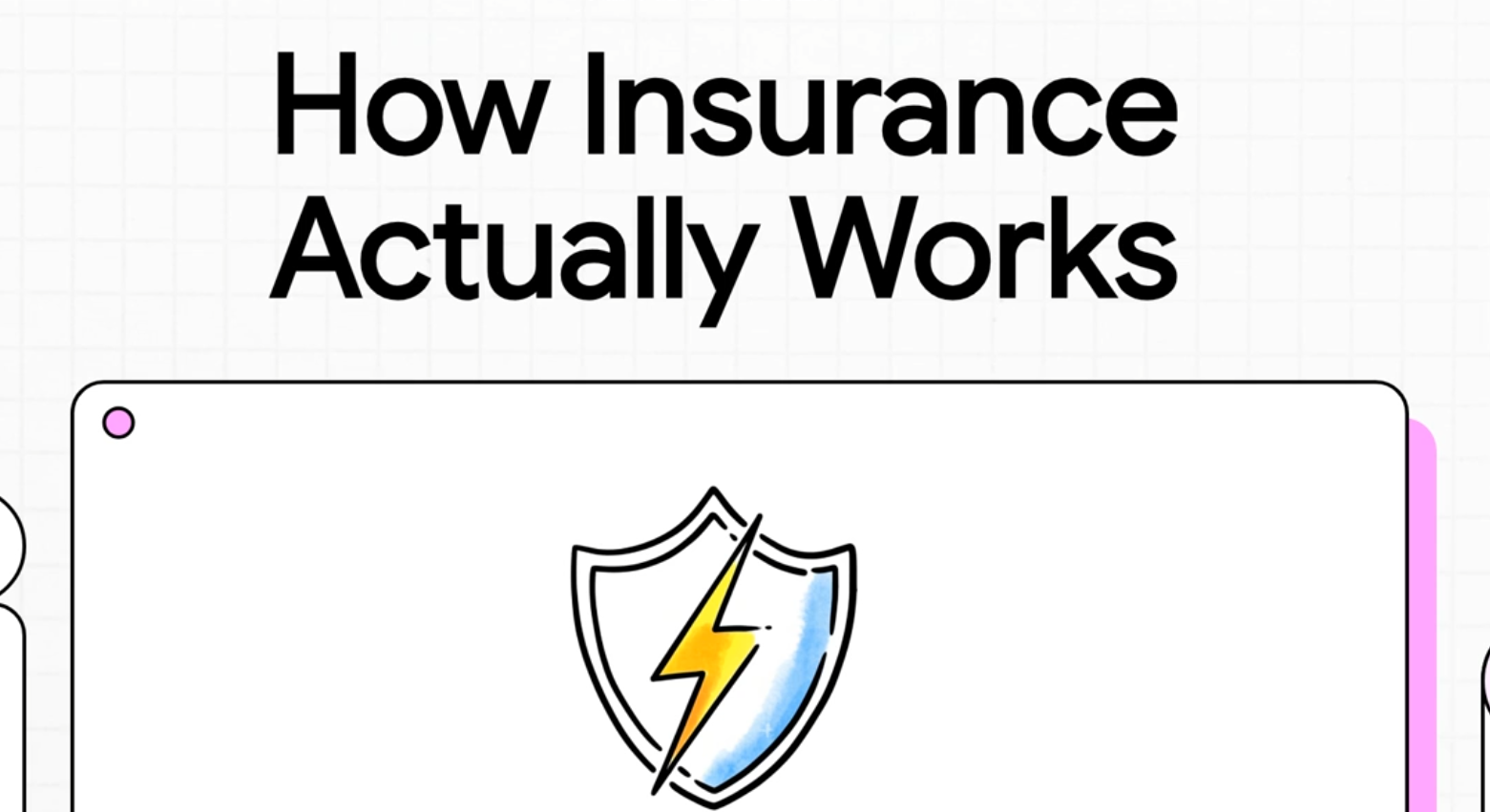 How insurance works graphic featuring a shield with a lightning bolt, emphasizing insurance concepts related to small business protection.
